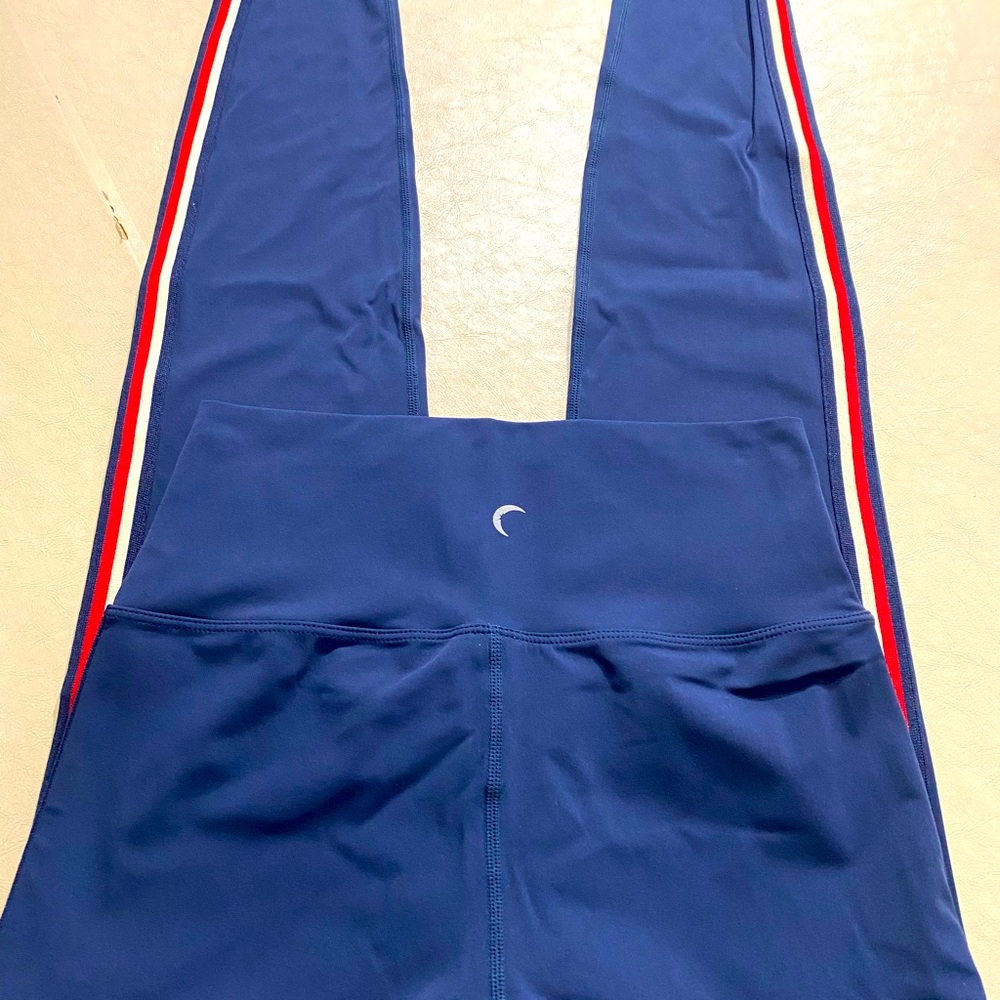 Zyia Active High Rise Navy Striped Leggings Size 2